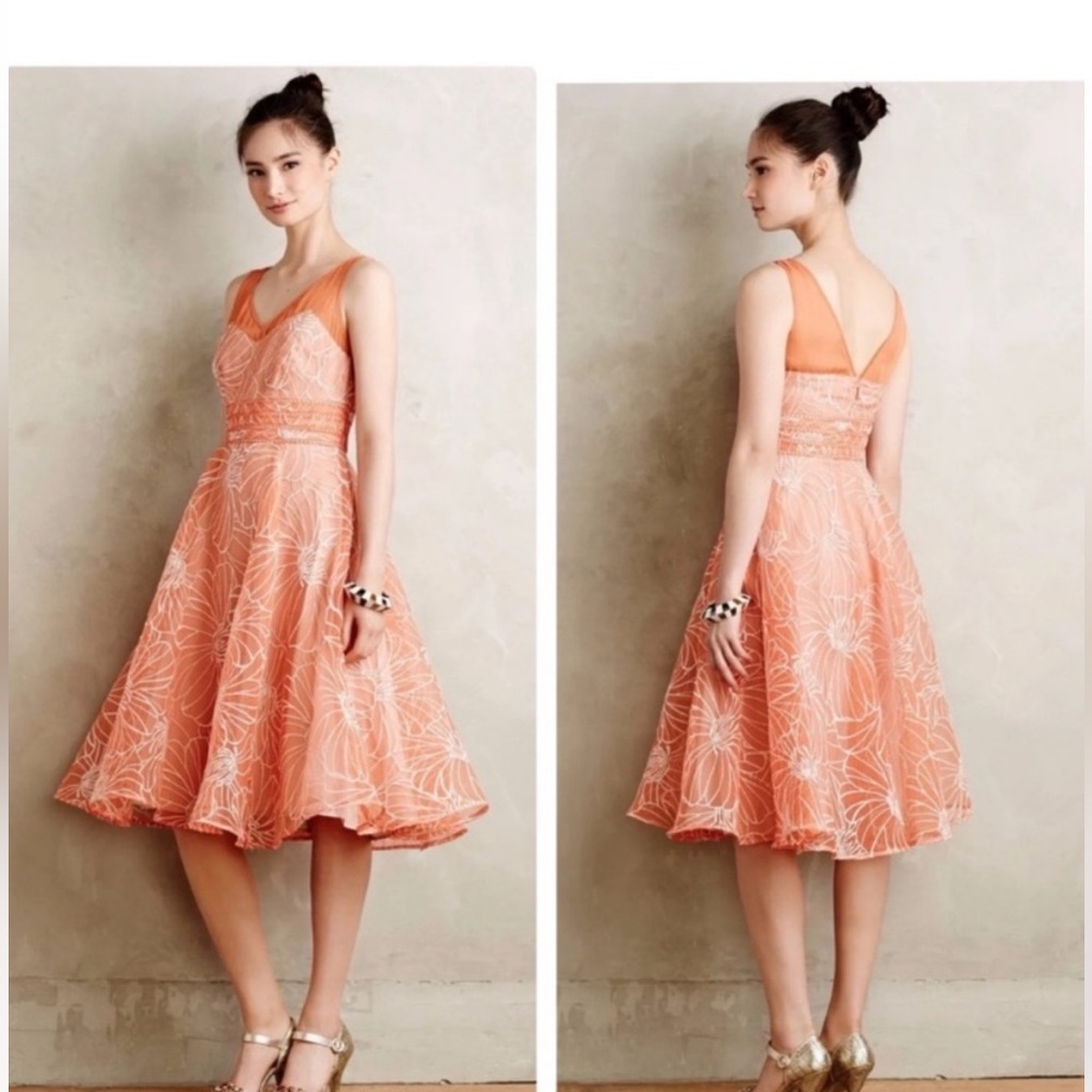 Moulinette Soeurs Coral Floral Midi Dress